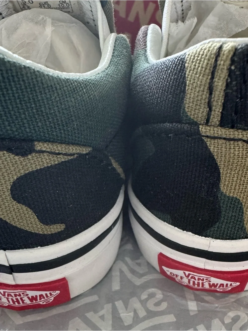 Vans Kids Camo Slip-On Sneakers in Green and Brown
